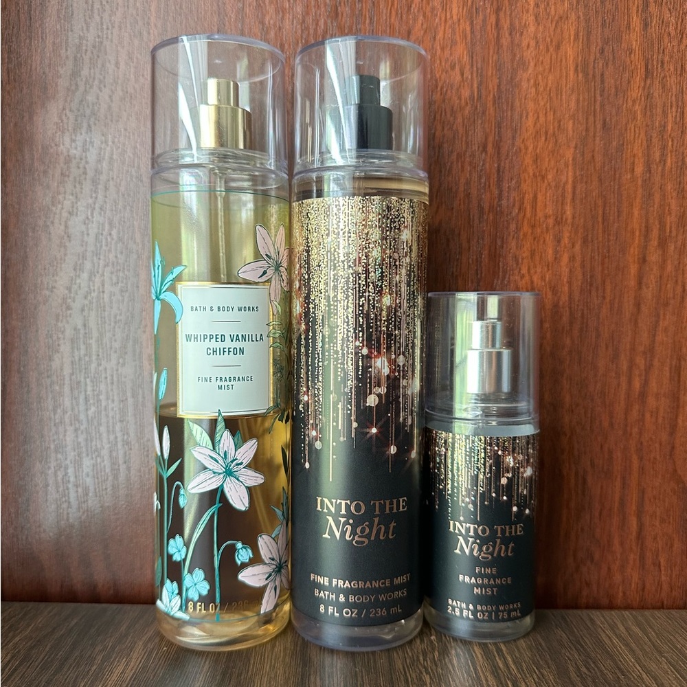 BBW Into the Night and Whipped Vanilla Chiffon Body Spray Bundle